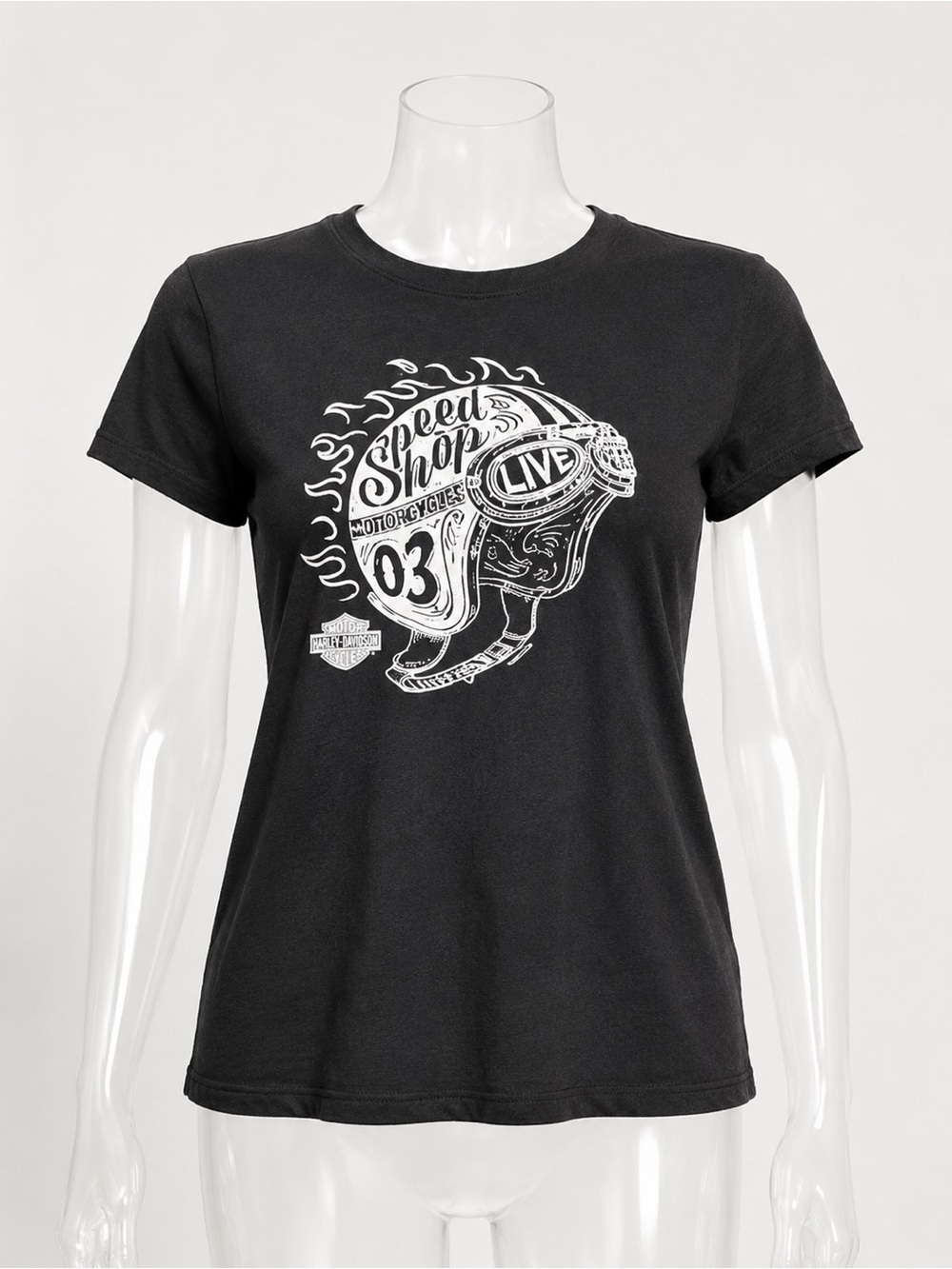 Harley-Davidson Women's Black Speed Shop T-Shirt Man O' War Lexington KY size S